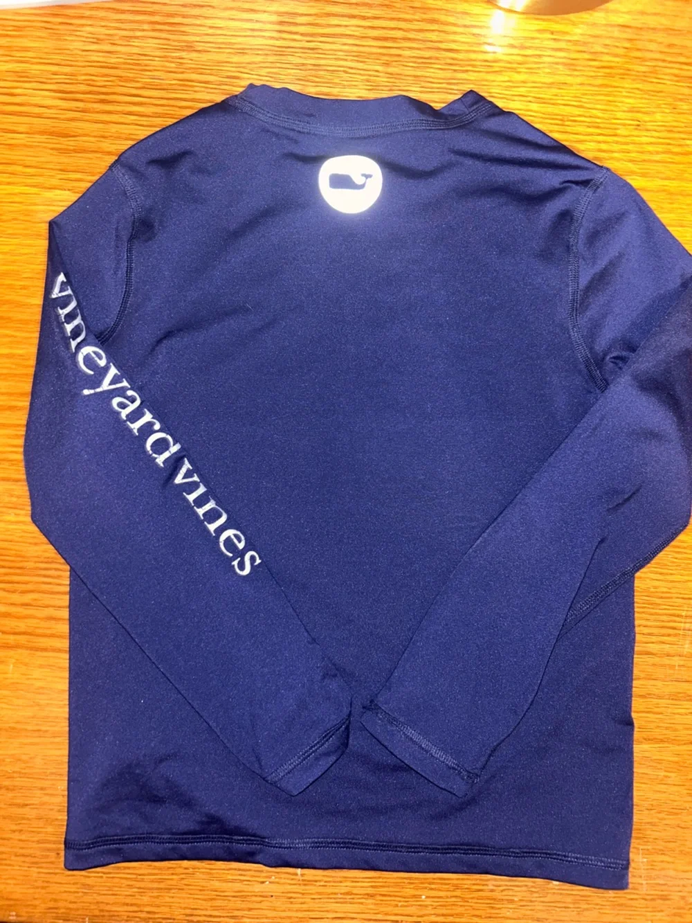Vineyard Vines Men's Navy Long-Sleeve Crewneck Sweater with Logo Sleeve Print
